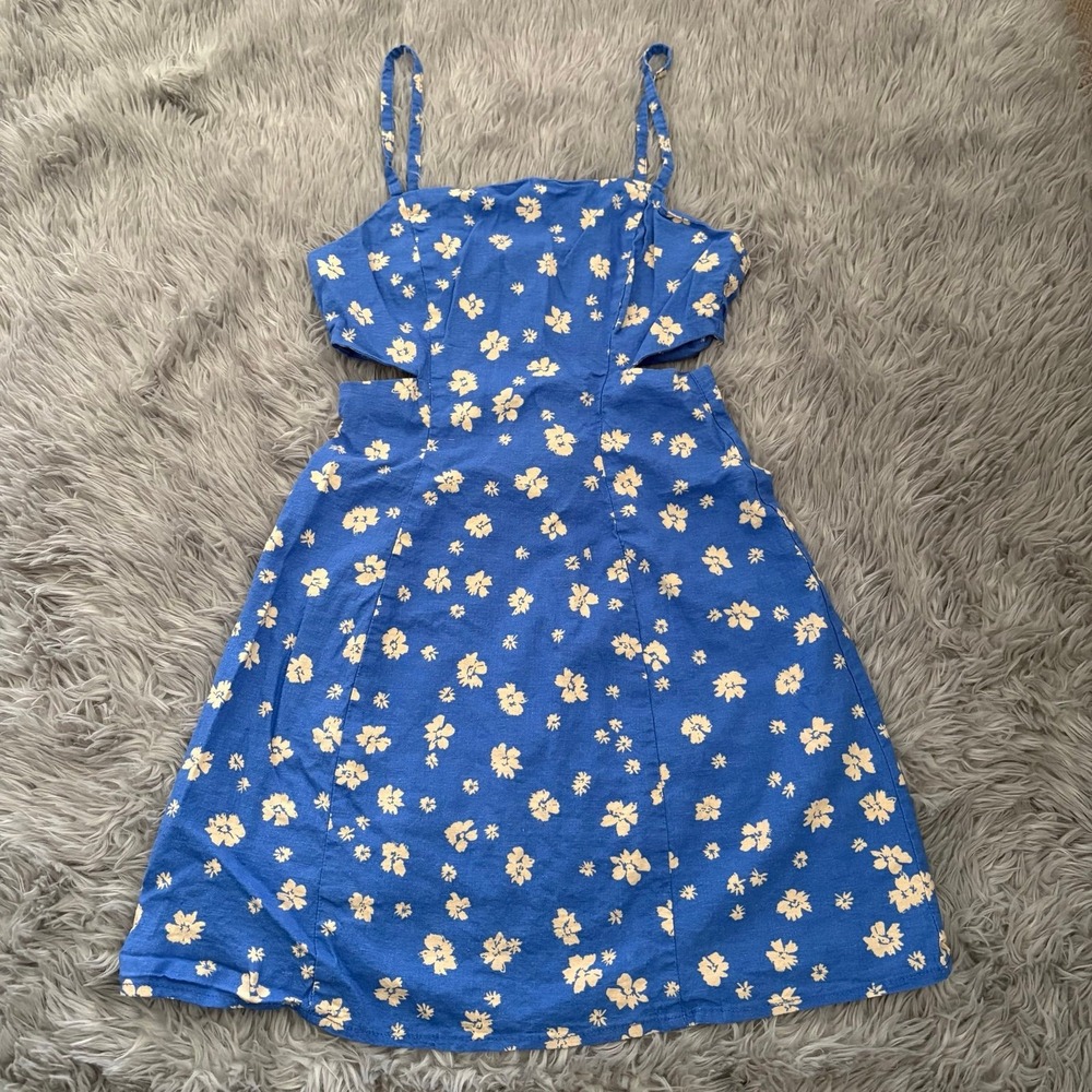 Zara‎ Floral Sleeveless Dress Blue Floral Women's XS Casual Dinner Night Out